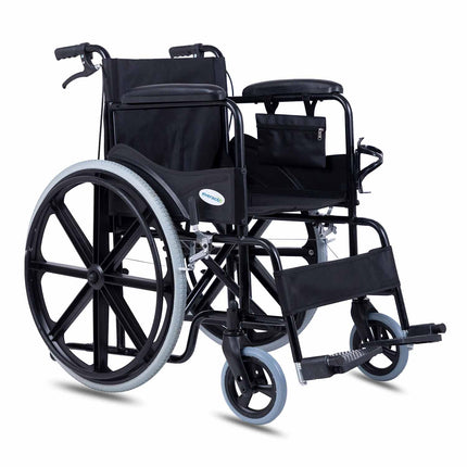 Everactiv Everyday Premium Foldable Wheelchair with 2 Extra Seat Cushions, 6 Wheels & Brakes for extra safety, Side Pouch, Bottle Holder