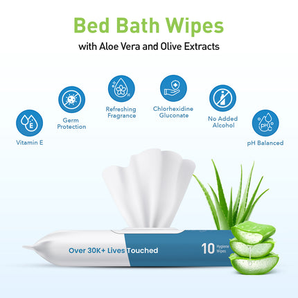Everactiv Soft Body Cleansing Wet Bed Bath Wipes | Nourishing and Moisturising | Extra Large | Body Sponging