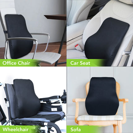 Everactiv Orthopedic Back Support Cool Gel Memory Foam Cushion,Lumbar Support for Car Seat - Designed for Back Pain Relief-Ideal for Home/Office/Car