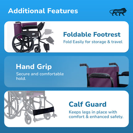 Everactiv Everyday Economy Foldable Wheelchair with Safety Seat belt, Weight Bearing Capacity 120 Kg