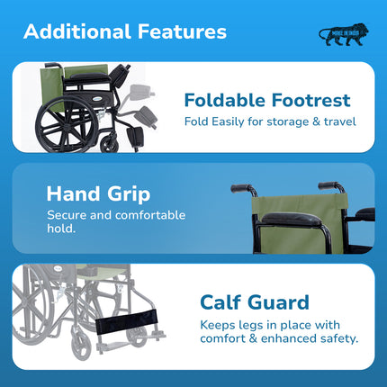Everactiv Everyday Economy Foldable Wheelchair with Safety Seat belt, Weight Bearing Capacity 120 Kg