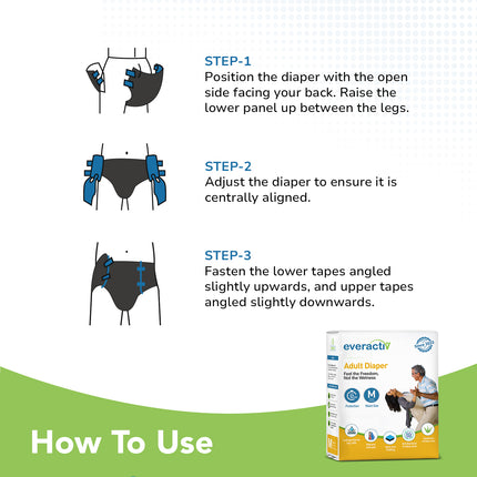 Adult Diapers Tape Style M to XL – 10 Hours Absorption Protection with Wetness Indicator