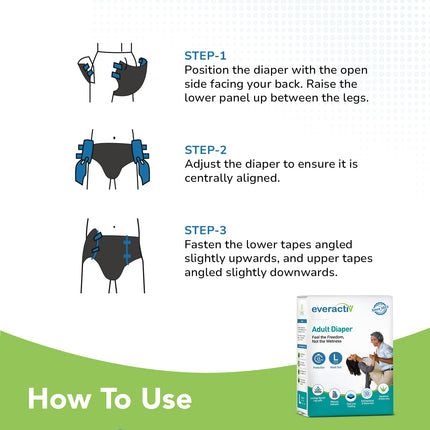 Adult Diapers Tape Style M to XL – 10 Hours Absorption Protection with Wetness Indicator