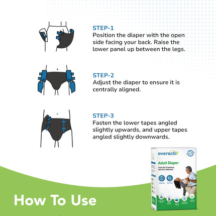 Adult Diapers Tape Style M to XL – 10 Hours Absorption Protection with Wetness Indicator