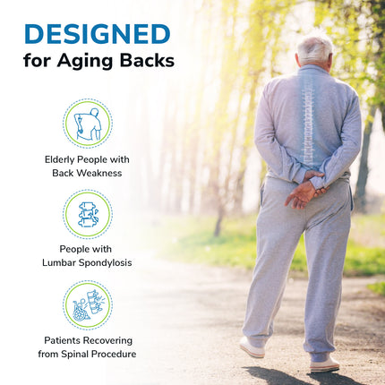 Everactiv Lumbar Back Support Belt for Elderly – Lower Back Pain Relief & Posture Support | Breathable Fabric, Rigid & Flexible Splints | Adjustable Double Pull Lumbar Brace for Sciatica, Slipped Disc & Spinal Conditions