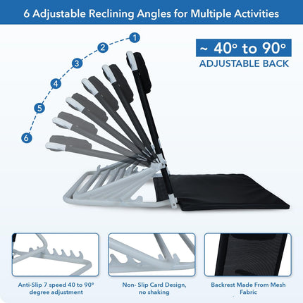 Everactiv Adjustable Hospital Back Rest - Multifunctional Large Size Back Support with 5 Recline Angles | Foldable & Portable