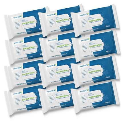 Everactiv Soft Body Cleansing Wet Bed Bath Wipes | Nourishing and Moisturising | Extra Large | Body Sponging