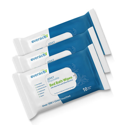 Everactiv Soft Body Cleansing Wet Bed Bath Wipes | Nourishing and Moisturising | Extra Large | Body Sponging