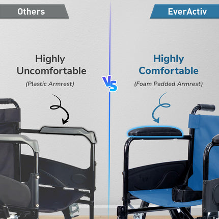 Everactiv Everyday Economy Foldable Wheelchair with Safety Seat belt, Weight Bearing Capacity 120 Kg