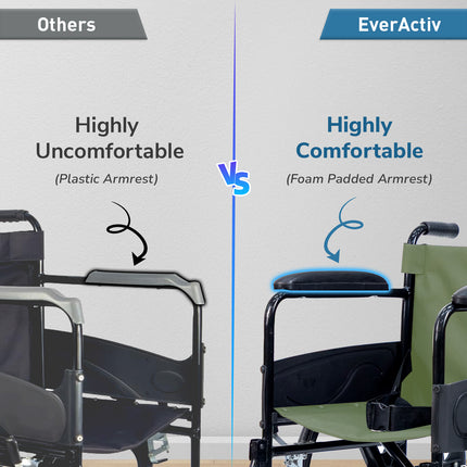 Everactiv Everyday Economy Foldable Wheelchair with Safety Seat belt, Weight Bearing Capacity 120 Kg