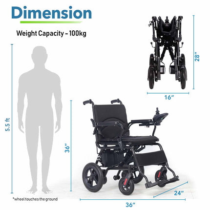 EcoMove electric wheelchair dimensions and size chart

