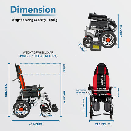 RED | EcoRider electric wheelchair dimensions specifications India
