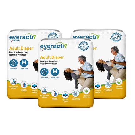 Adult Diapers Pant Style XL – 10 Hours Leakproof Protection with Wetness Indicator (Pack of 12)